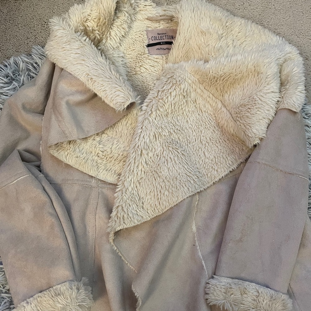 Suede/fuzzy taupe jacket